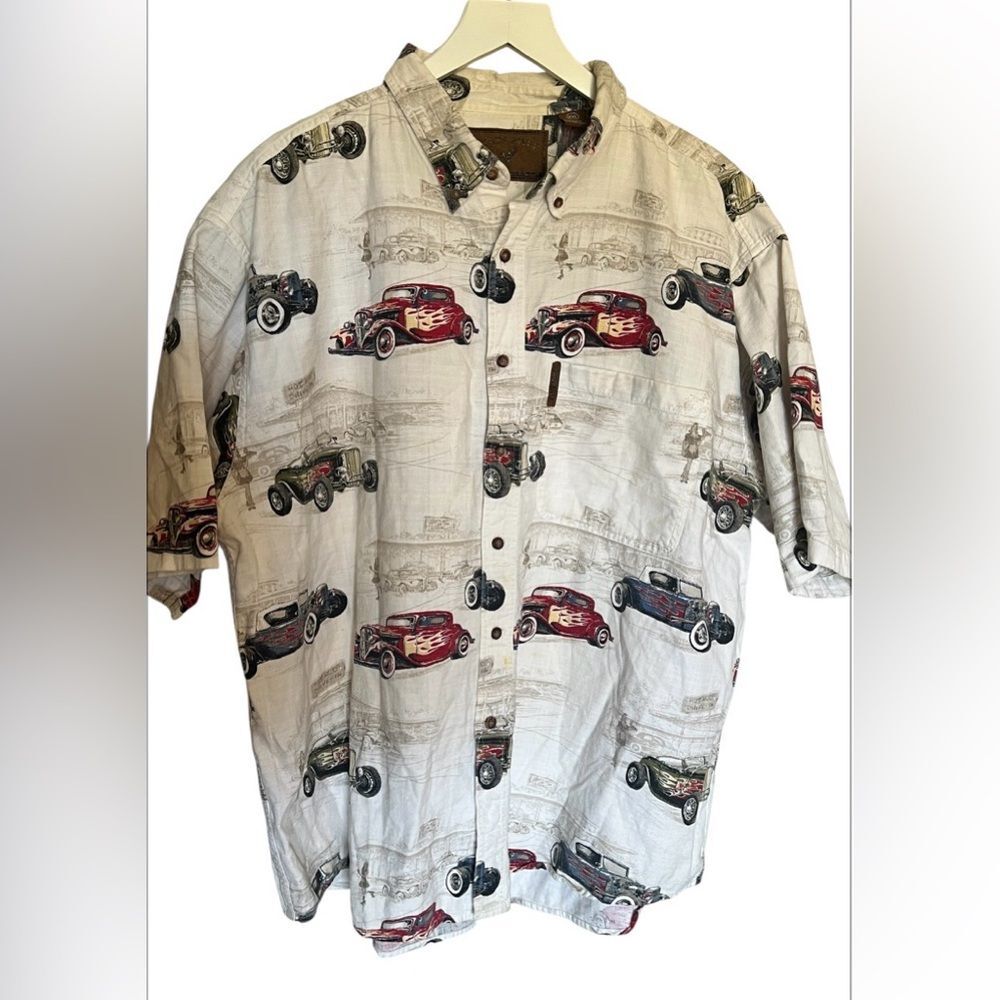 North River Outfitters Hot Rod Cars Button Up Shirt XXL